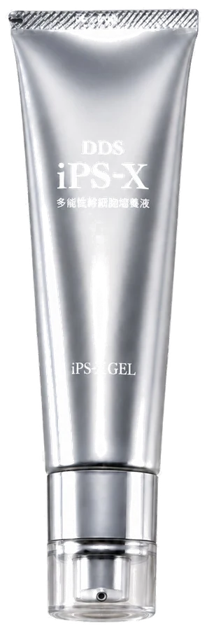 DDS iPS-X GEL のチューブ。銀色の細長い容器です。